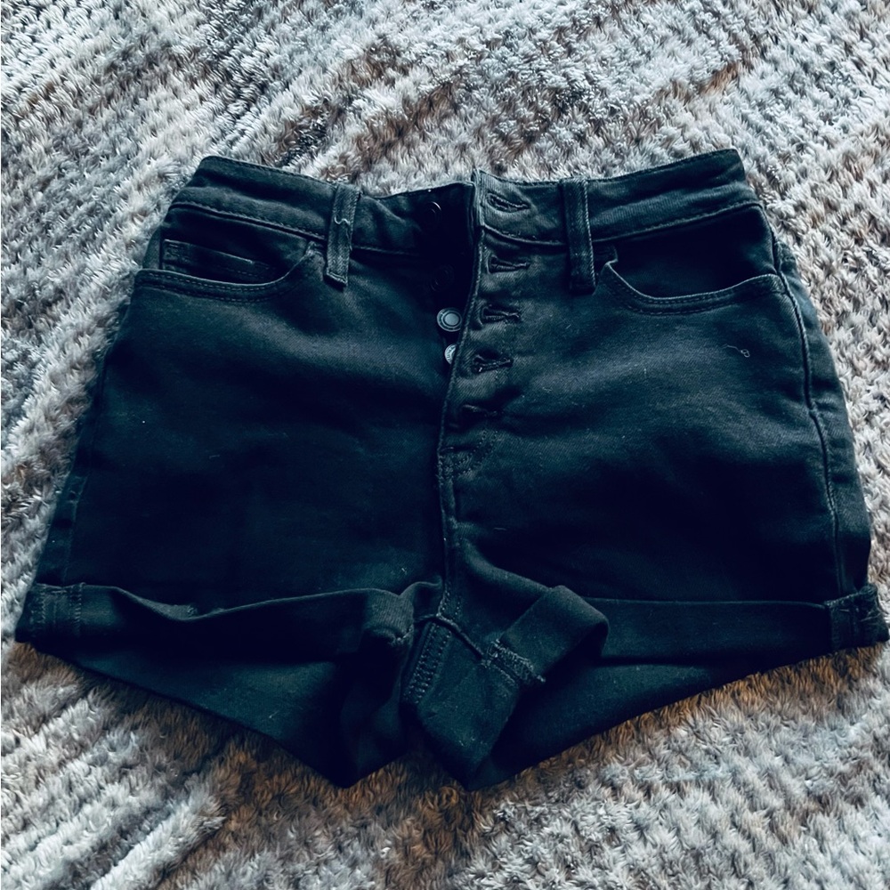 Super high rise back Jean button up shorts